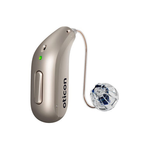 Oticon miniRITE R hearing aid – packshot, side view